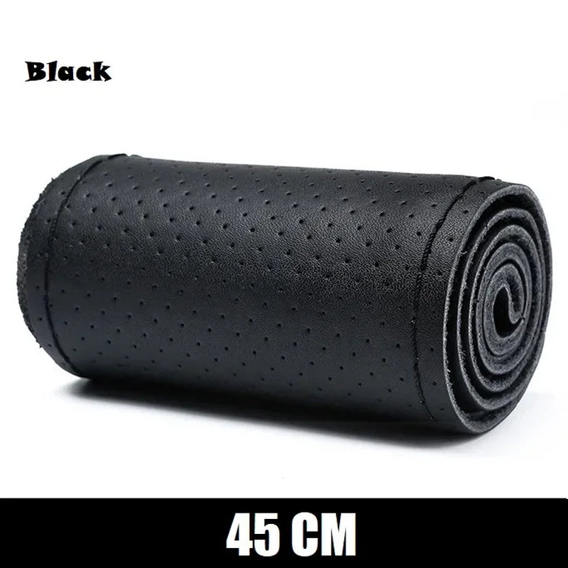 Genuine Leather Steering Wheel Cover 42-50CM Car Truck Bus Braid Steering Wheel Cover Non-Slip Auto Interior Accessories
