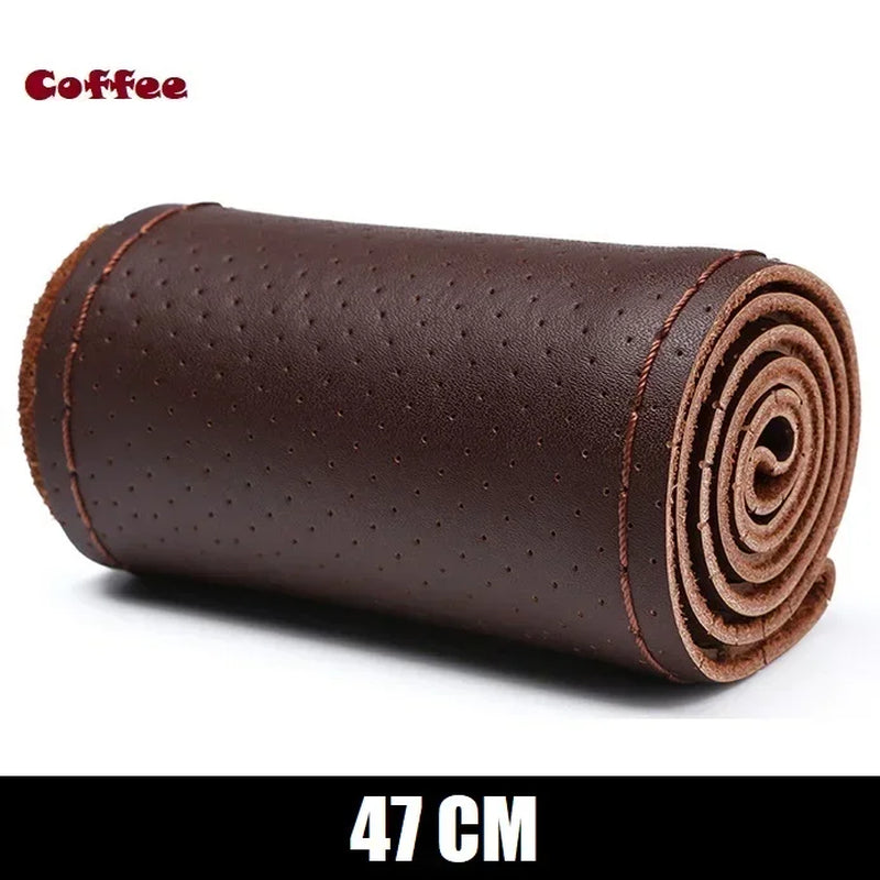 Genuine Leather Steering Wheel Cover 42-50CM Car Truck Bus Braid Steering Wheel Cover Non-Slip Auto Interior Accessories