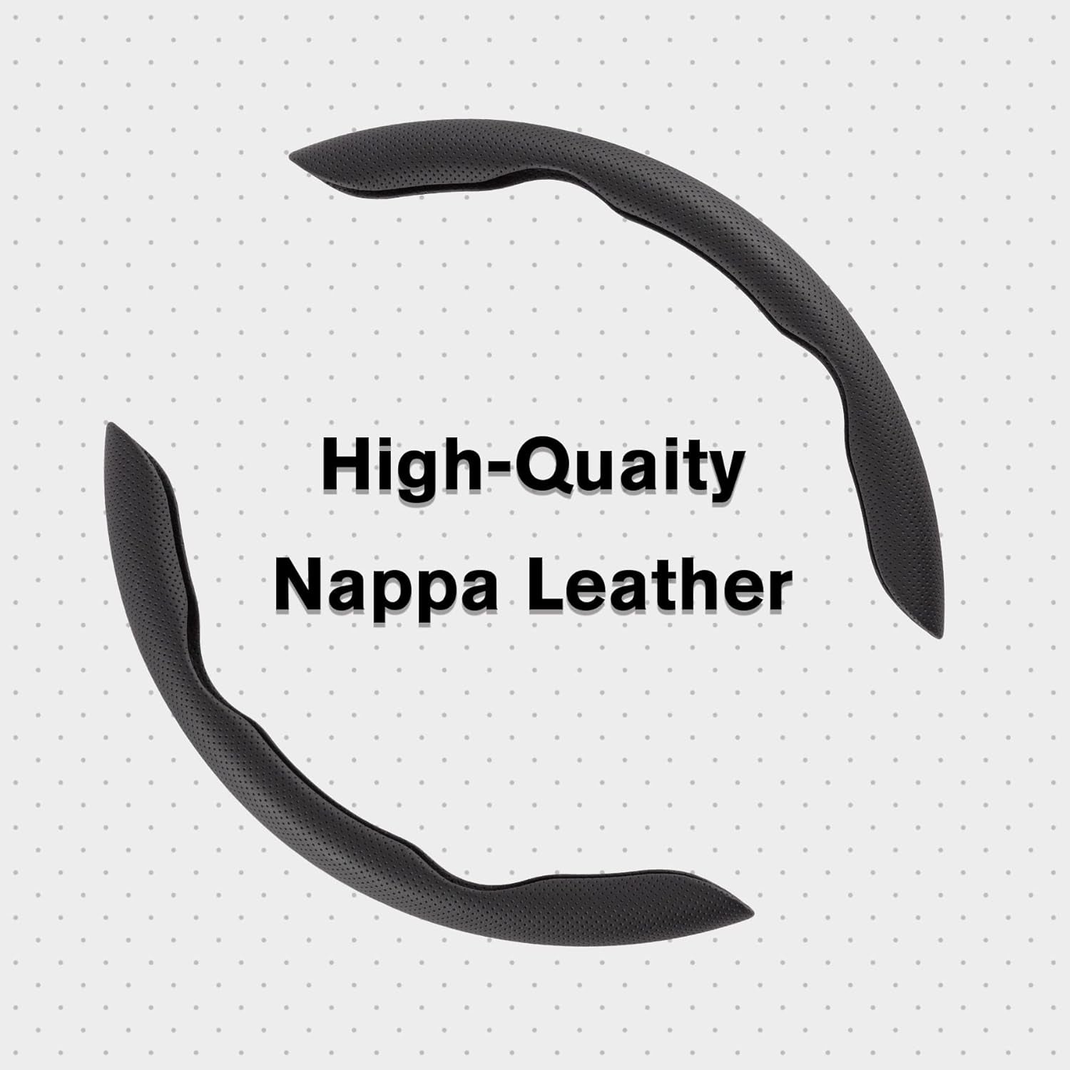 Nappa Leather Steering Wheel Cover, 2PCS Segmented Wheel Protector, Universal 99% Car Wheel Cover (Black)