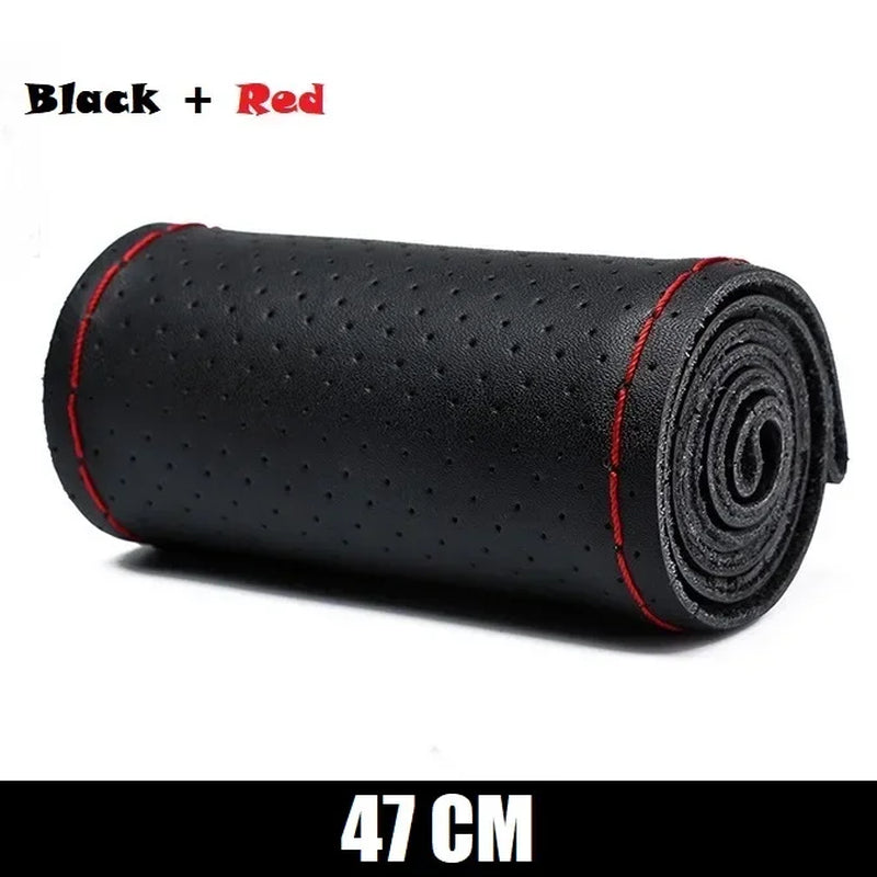 Genuine Leather Steering Wheel Cover 42-50CM Car Truck Bus Braid Steering Wheel Cover Non-Slip Auto Interior Accessories