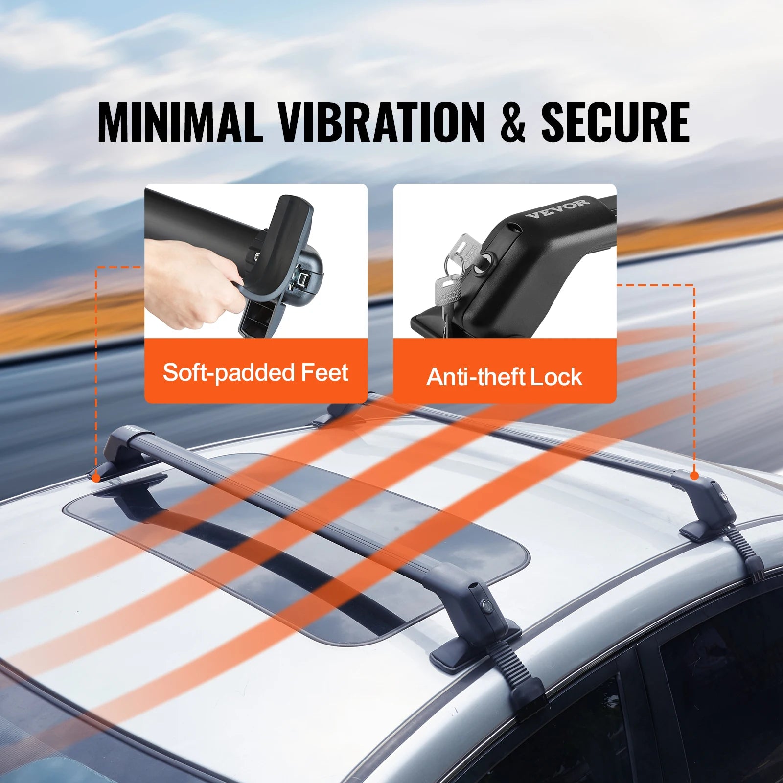 155Lbs Universal Roof Rack Cross Bars Aluminum Roof Rack Crossbars Adjustable Roof Crossbars with Lock for SUV & Vans