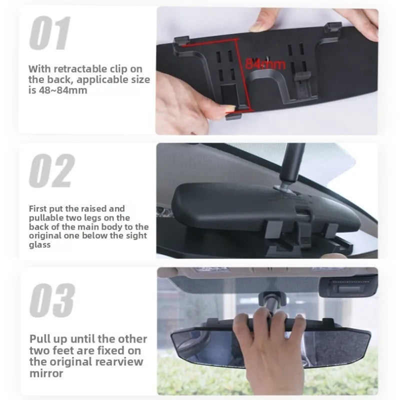 2 Size Big View Universal Car Mirror Interior Rearview Mirrors Auto Rear View Mirror Anti-Glare Curved Mirror Auto Accessories