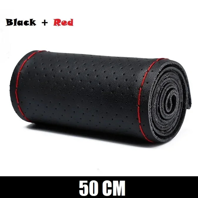Genuine Leather Steering Wheel Cover 42-50CM Car Truck Bus Braid Steering Wheel Cover Non-Slip Auto Interior Accessories