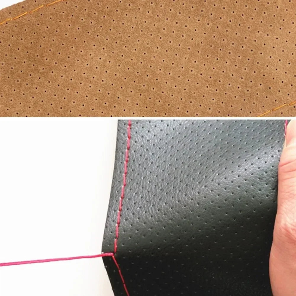 Genuine Leather Steering Wheel Cover 42-50CM Car Truck Bus Braid Steering Wheel Cover Non-Slip Auto Interior Accessories