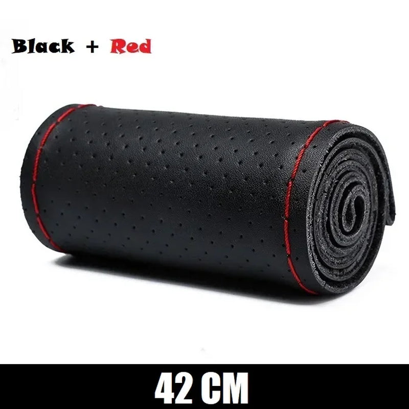 Genuine Leather Steering Wheel Cover 42-50CM Car Truck Bus Braid Steering Wheel Cover Non-Slip Auto Interior Accessories