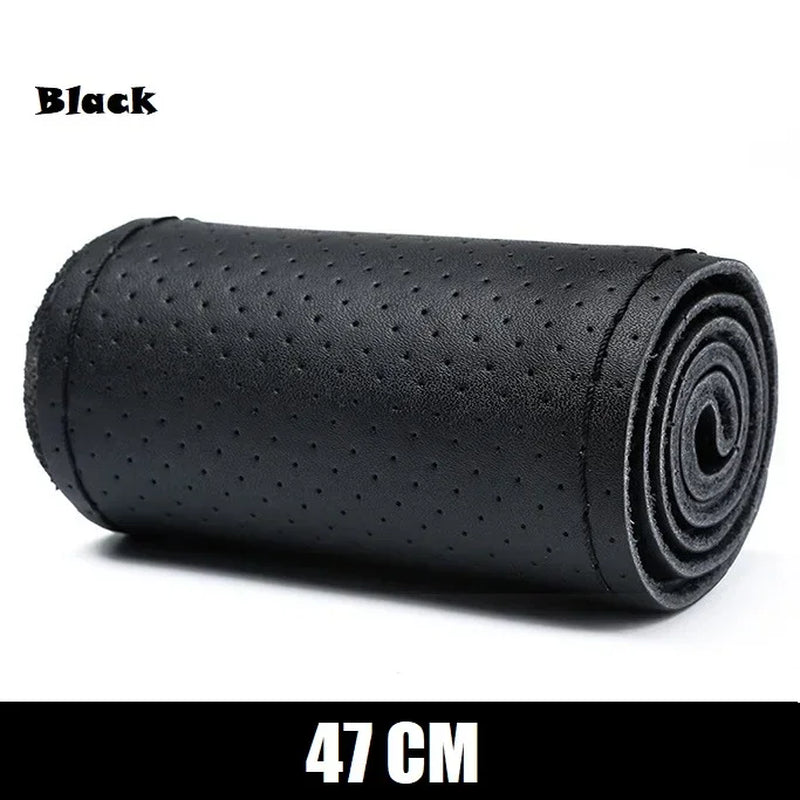 Genuine Leather Steering Wheel Cover 42-50CM Car Truck Bus Braid Steering Wheel Cover Non-Slip Auto Interior Accessories
