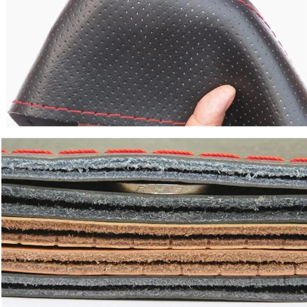 Genuine Leather Steering Wheel Cover 42-50CM Car Truck Bus Braid Steering Wheel Cover Non-Slip Auto Interior Accessories