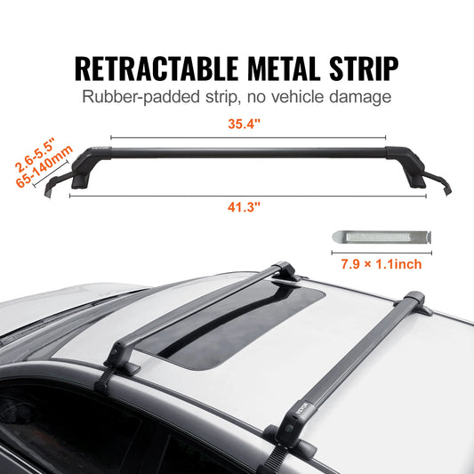 155Lbs Universal Roof Rack Cross Bars Aluminum Roof Rack Crossbars Adjustable Roof Crossbars with Lock for SUV & Vans