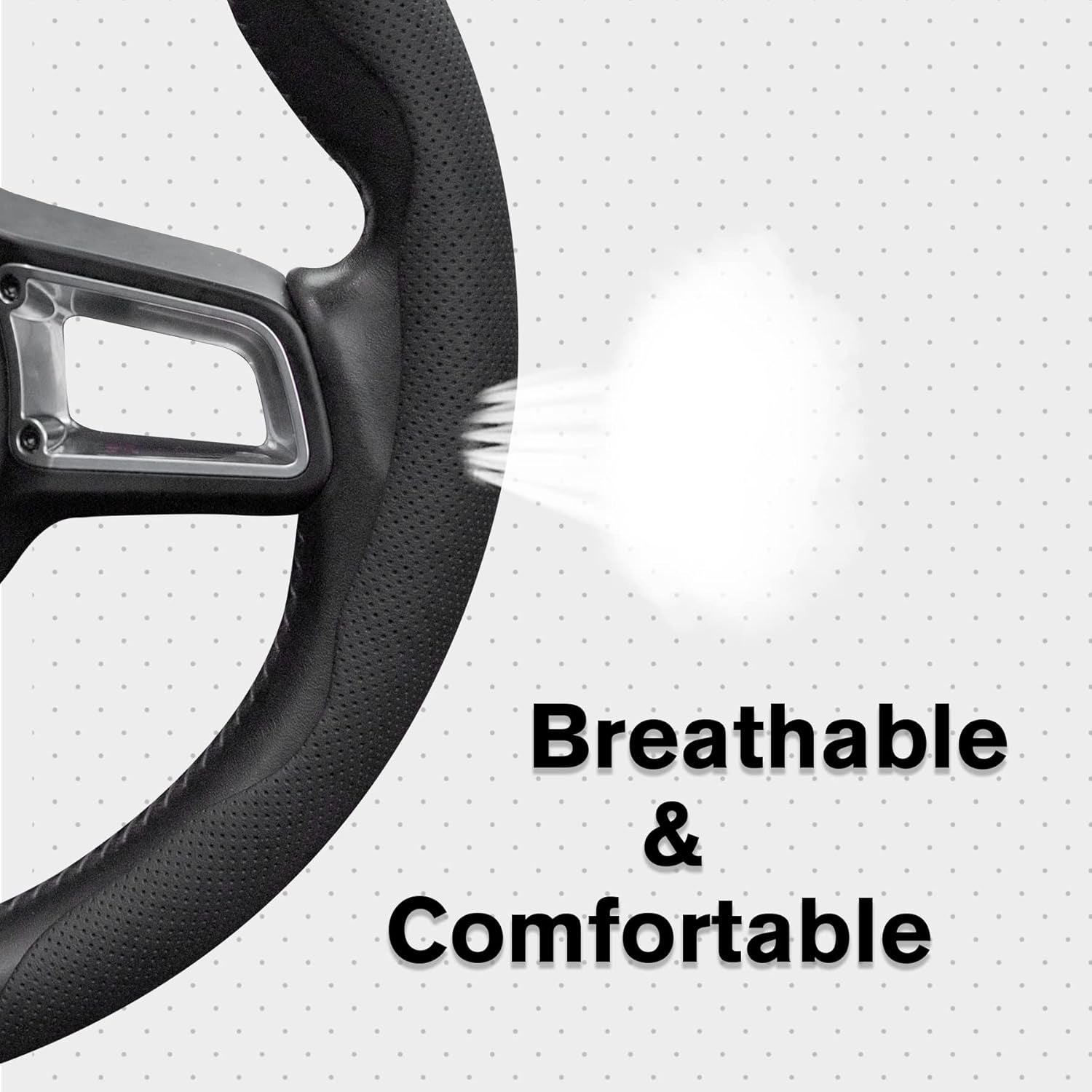Nappa Leather Steering Wheel Cover, 2PCS Segmented Wheel Protector, Universal 99% Car Wheel Cover (Black)