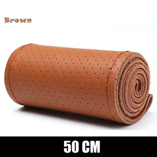Genuine Leather Steering Wheel Cover 42-50CM Car Truck Bus Braid Steering Wheel Cover Non-Slip Auto Interior Accessories