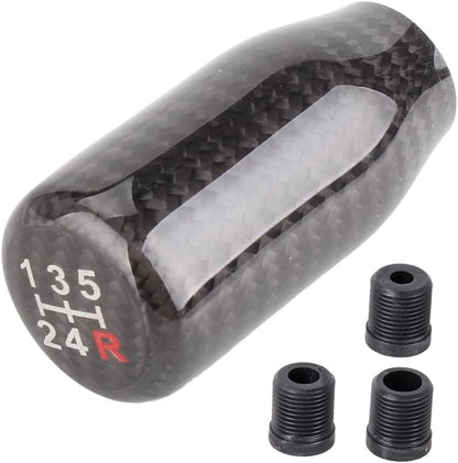 Carbon Fiber Shift Knob for Automatic and Manual Vehicles, Carbon Fiber Gear Shift Knob, 5 Speed Black