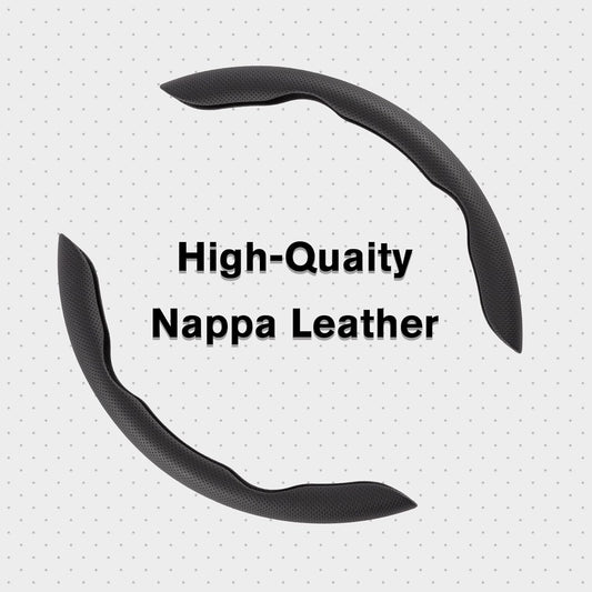 Nappa Leather Steering Wheel Cover, 2PCS Segmented Wheel Protector, Universal 99% Car Wheel Cover (Black)