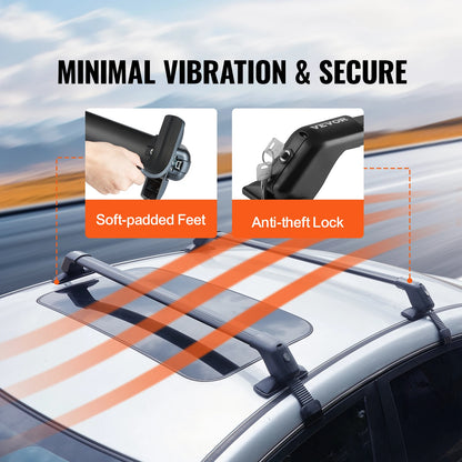 155Lbs Universal Roof Rack Cross Bars Aluminum Roof Rack Crossbars Adjustable Roof Crossbars with Lock for SUV & Vans