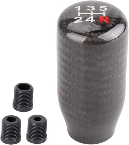 Carbon Fiber Shift Knob for Automatic and Manual Vehicles, Carbon Fiber Gear Shift Knob, 5 Speed Black
